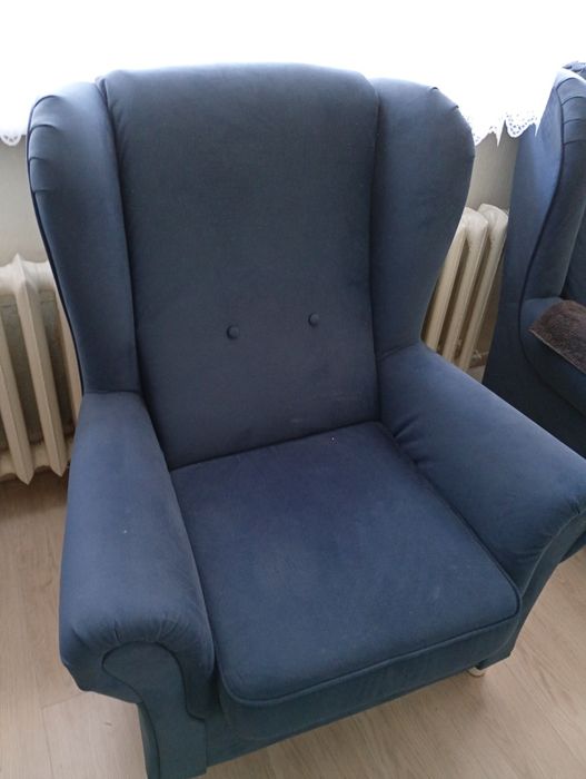Fotel uszak granatowy