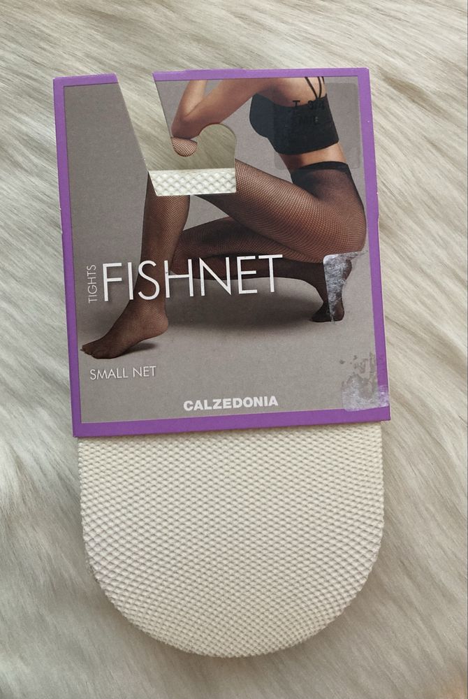 Rajstopy kabaretki fishnet kremowe M/L Calzedonia