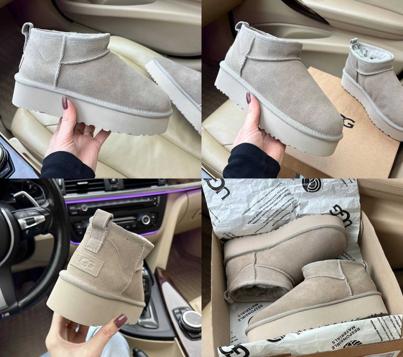 Женские сапоги UGG Classic Ultra Mini Platform Light Grey 36-41 Купить