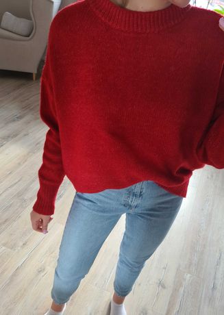 Sweter ZARA oversize czerwony