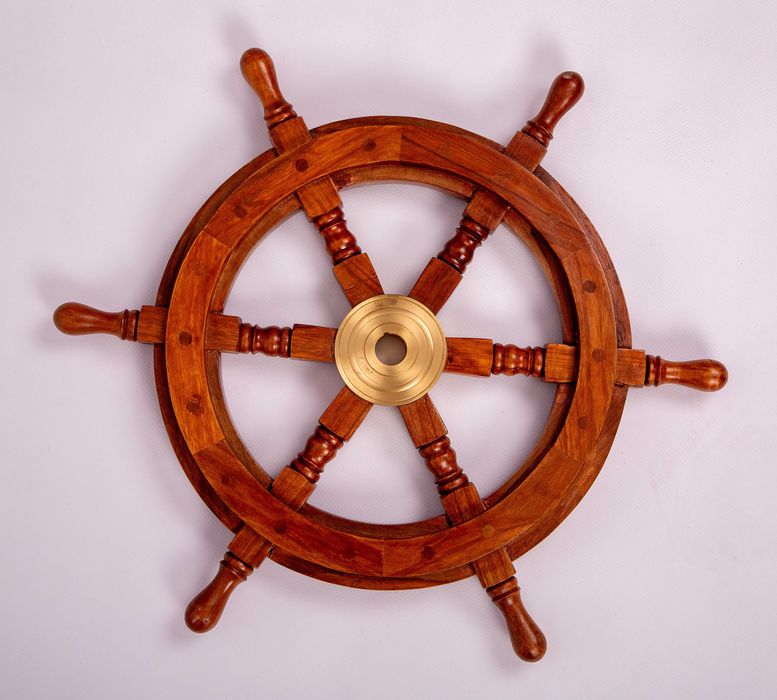 Koło sterowe drewniane marynarskie  - 30 cm jak Nowe