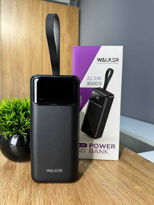 Power Bank WALKER WB-630 30000 mAh Black з LED-екраном і ліхтариком