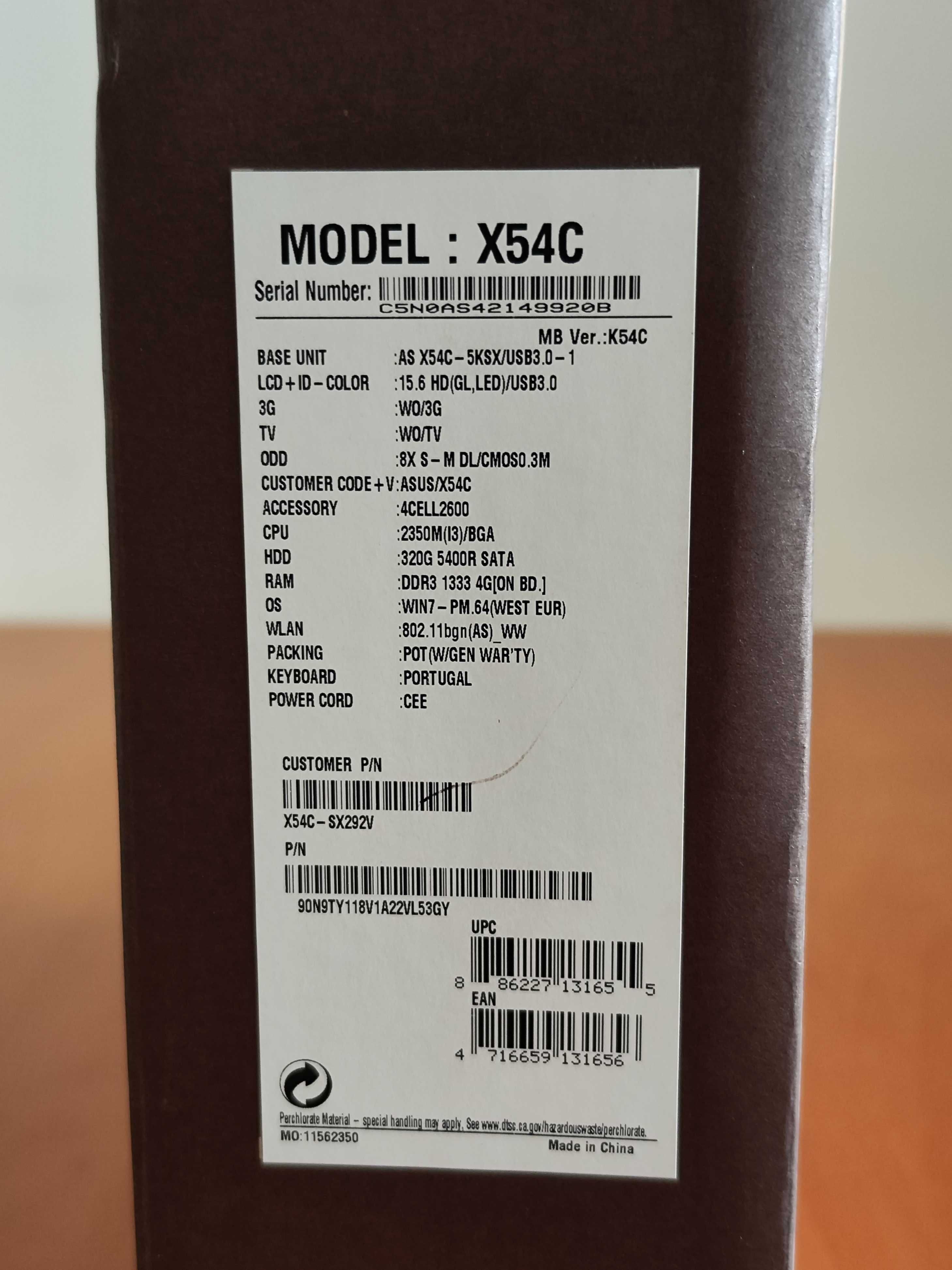 ASUS X54C-SX292V (com WIN 11 v.24H2)