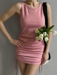 Розовое платье на затяжках
