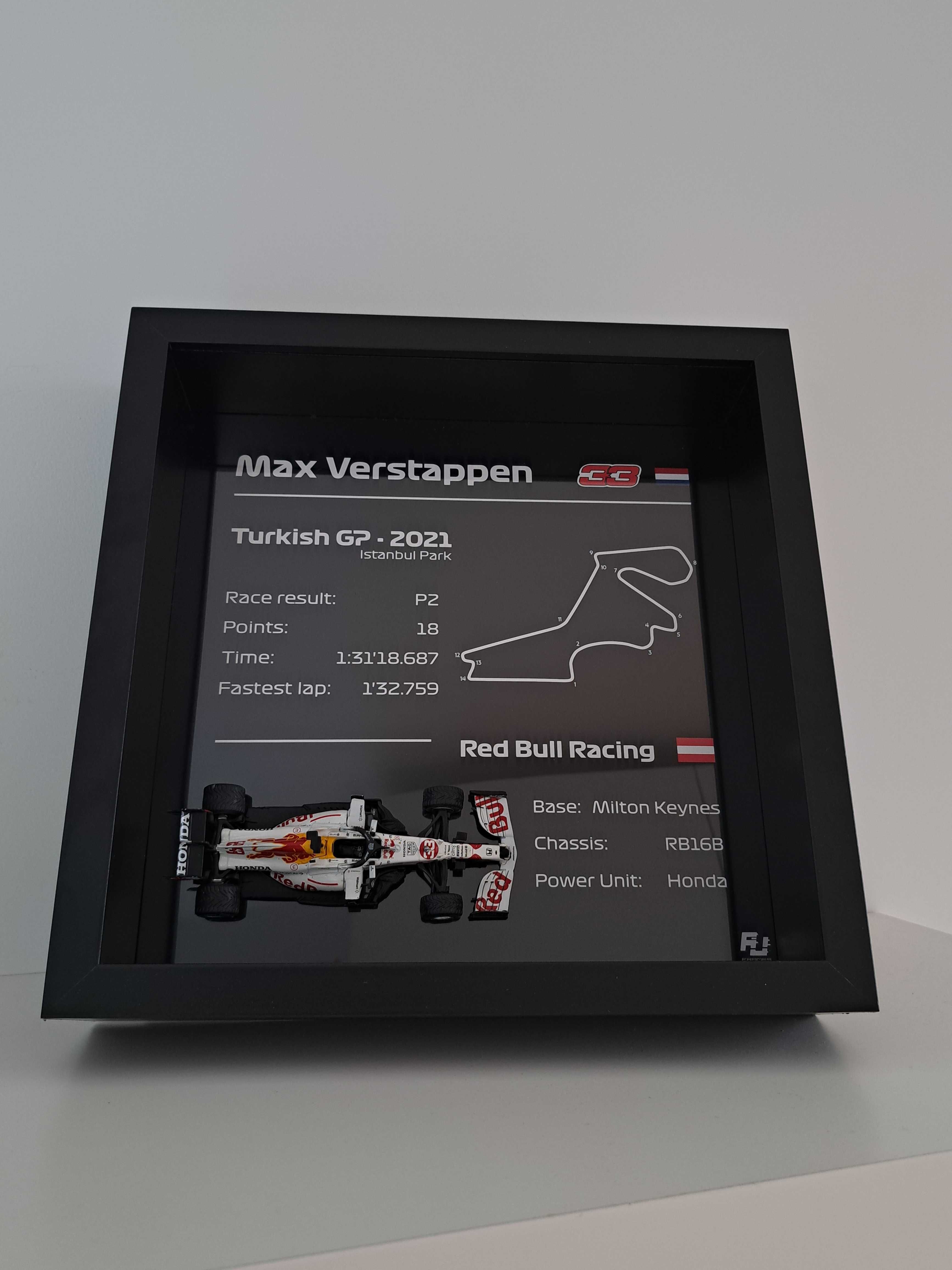 Plakat 3D F1 Max Verstappen 2021 GP Turcji biały Red Bull 1:43