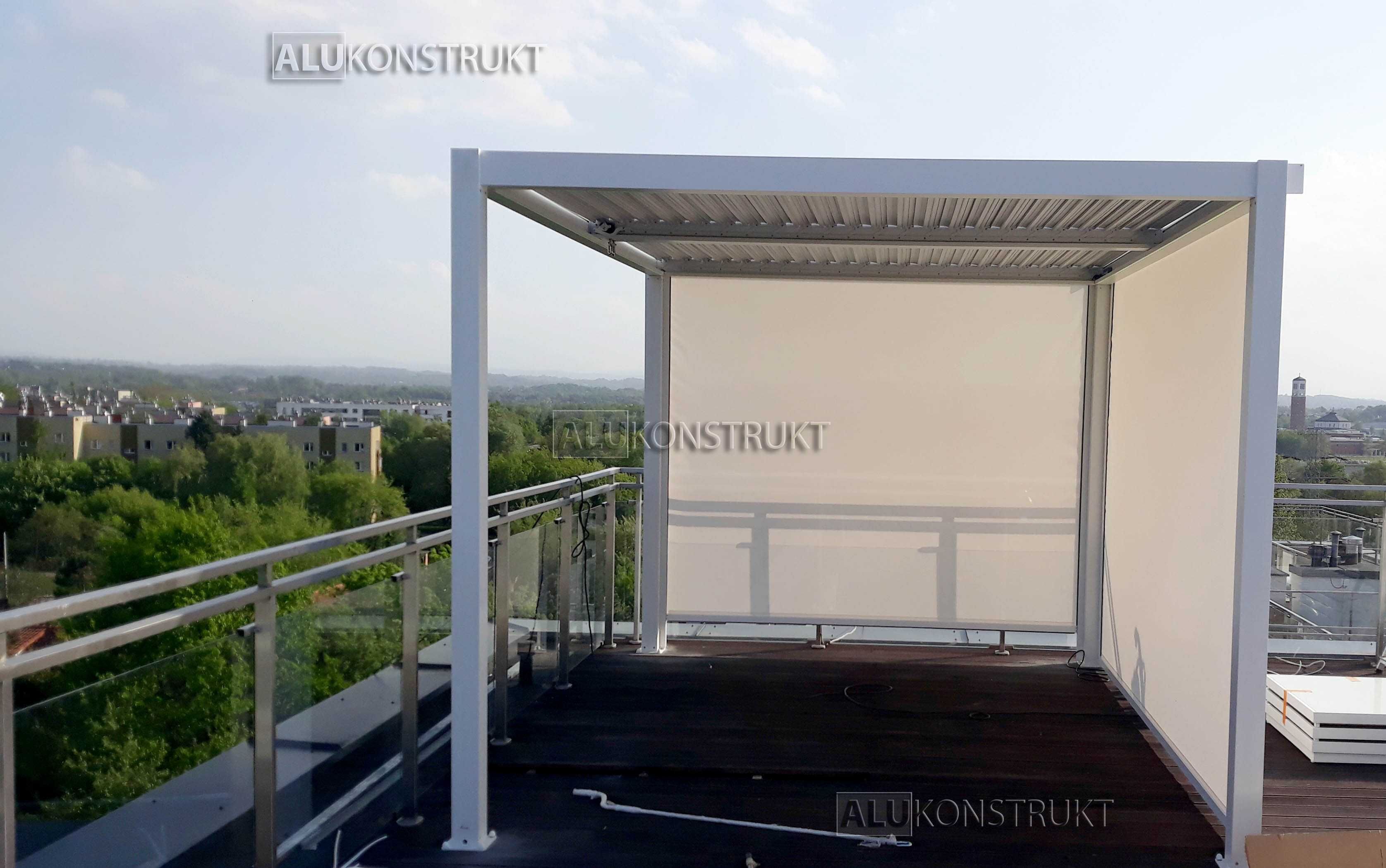 Pergola na taras BIO-FIT 400x300 Biała LED Aluminiowa Lamelowa