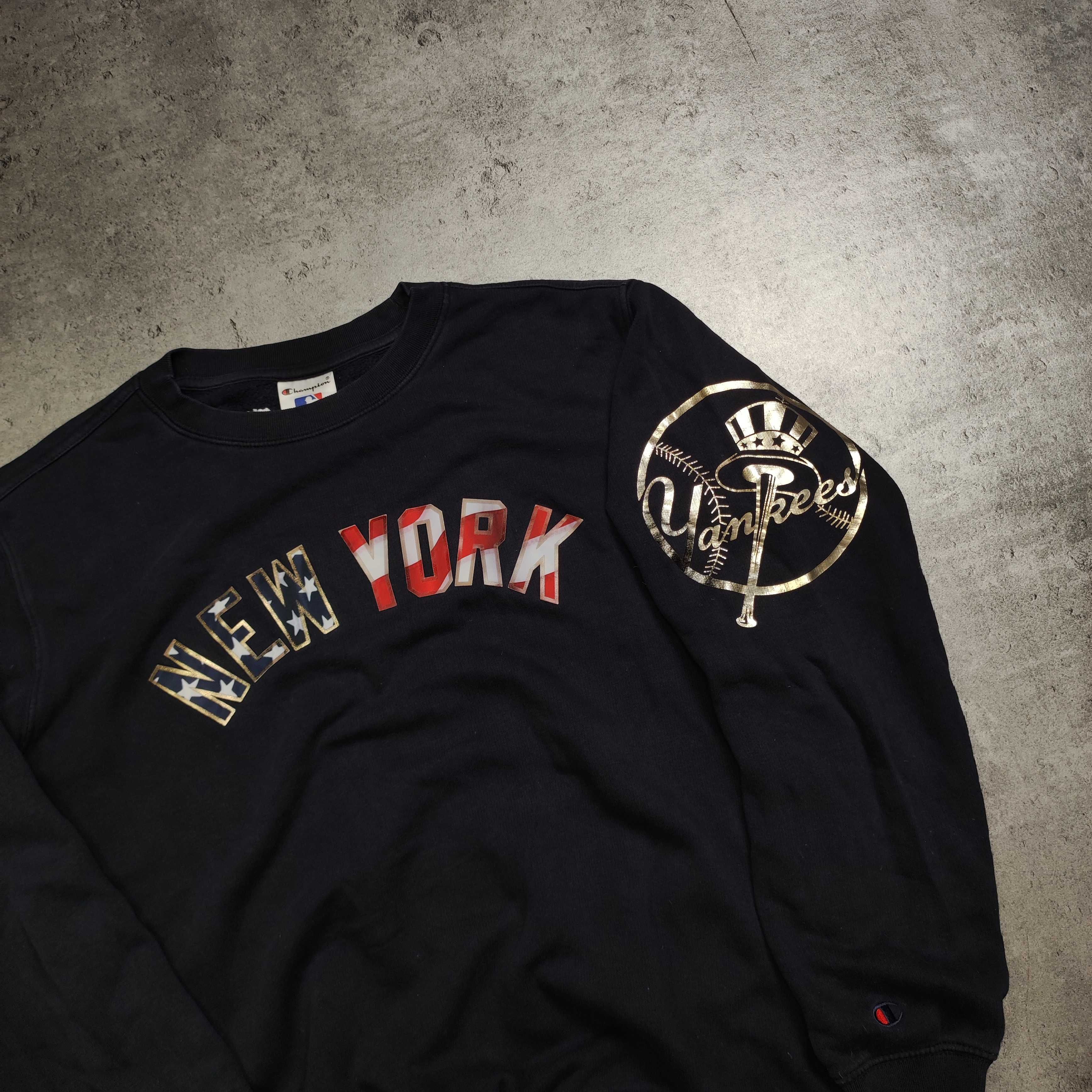 MĘSKA Bluza Granatowa bez Kaptura New York Yankees Champion MLB Logo