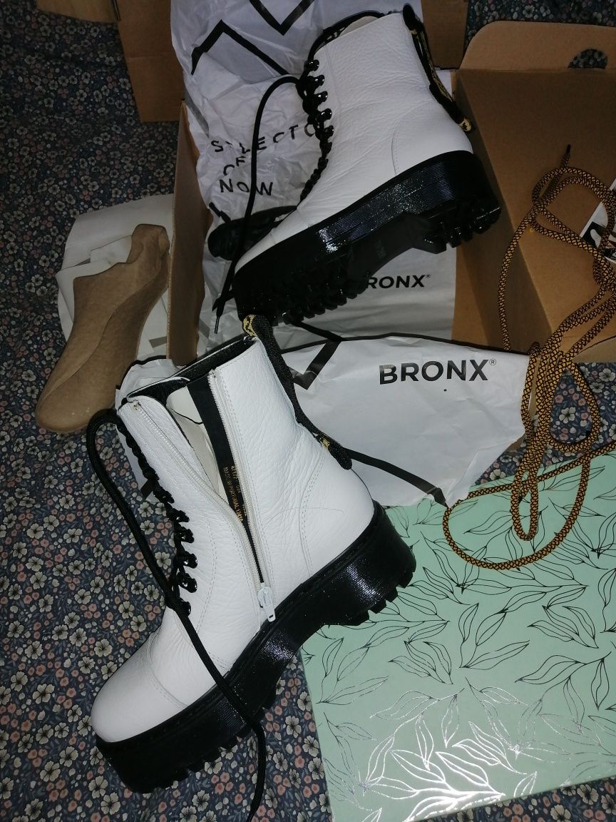 Buty BRONX premium Botki workery bikery glany Na platformie! SKÓRZANE!