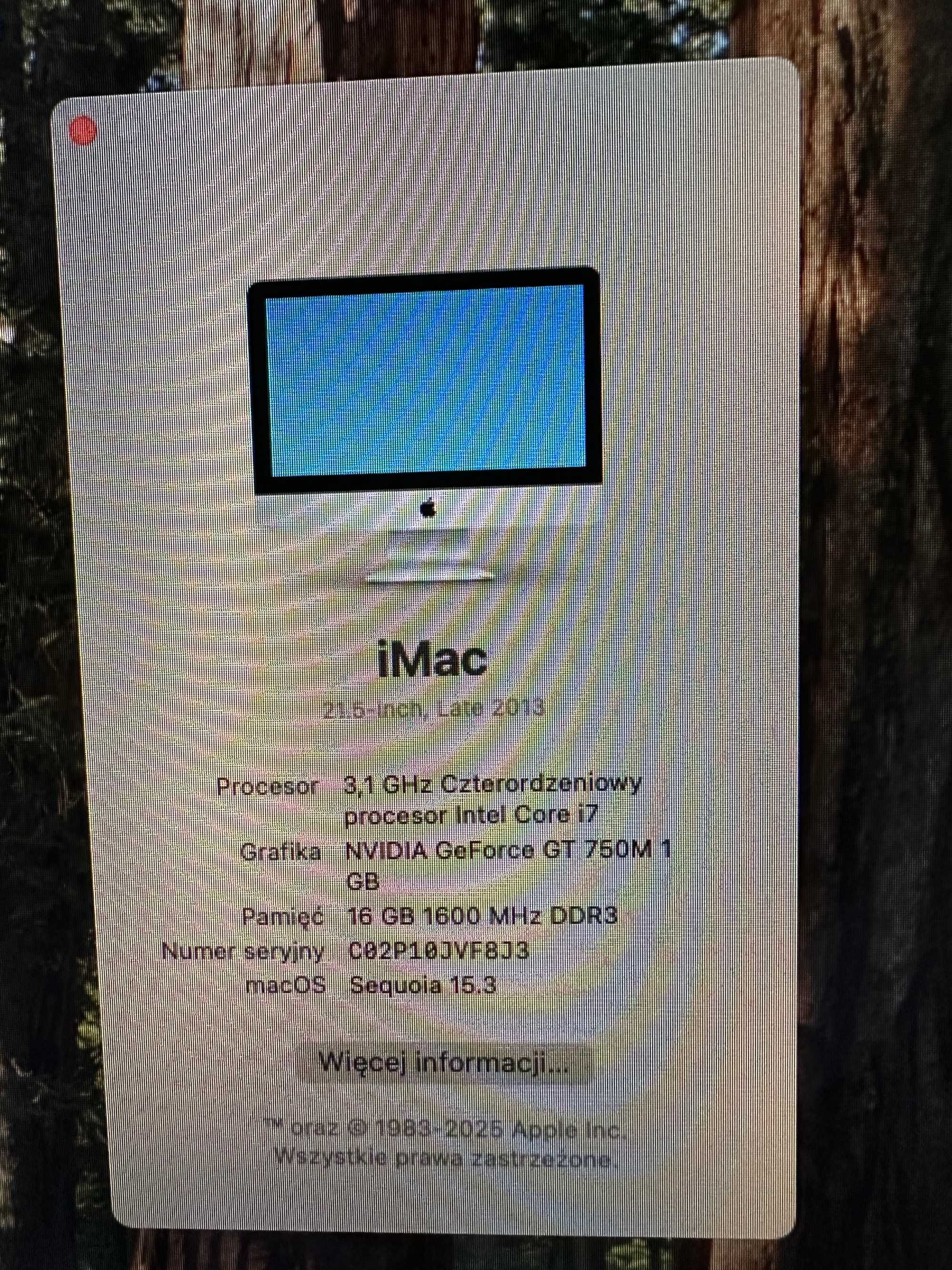 Szybki iMac 21,5 i7 16GB RAM NOWY SSD 500GB macOS Sequoia Idealny stan