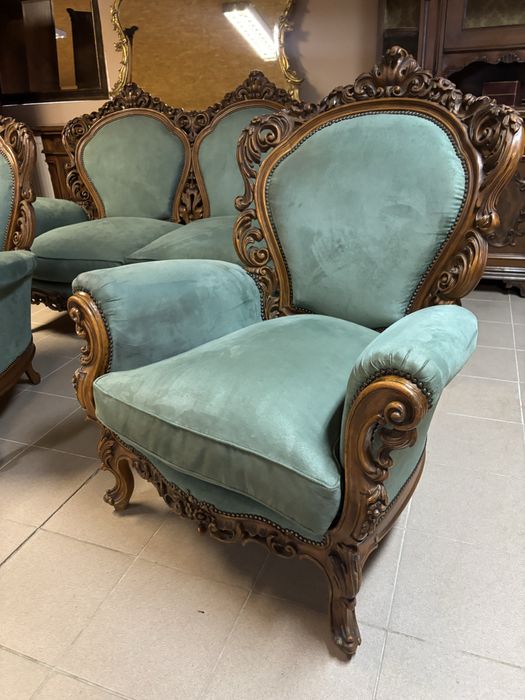Stylowy komplet wypoczynkowy włoski sofa 2 fotele meble stylowe italy