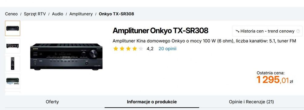 Amplituner Kina Domowego 5.1 Onkyo TX-SR308 DTS-HD Master Audio 4xHDMI