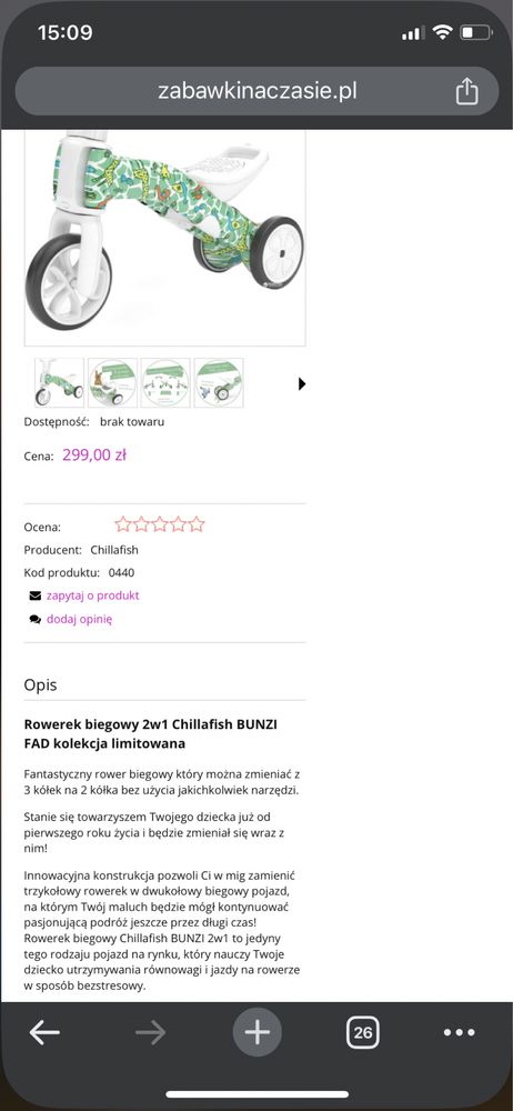 Rowerek chillafish bunzu 2w1