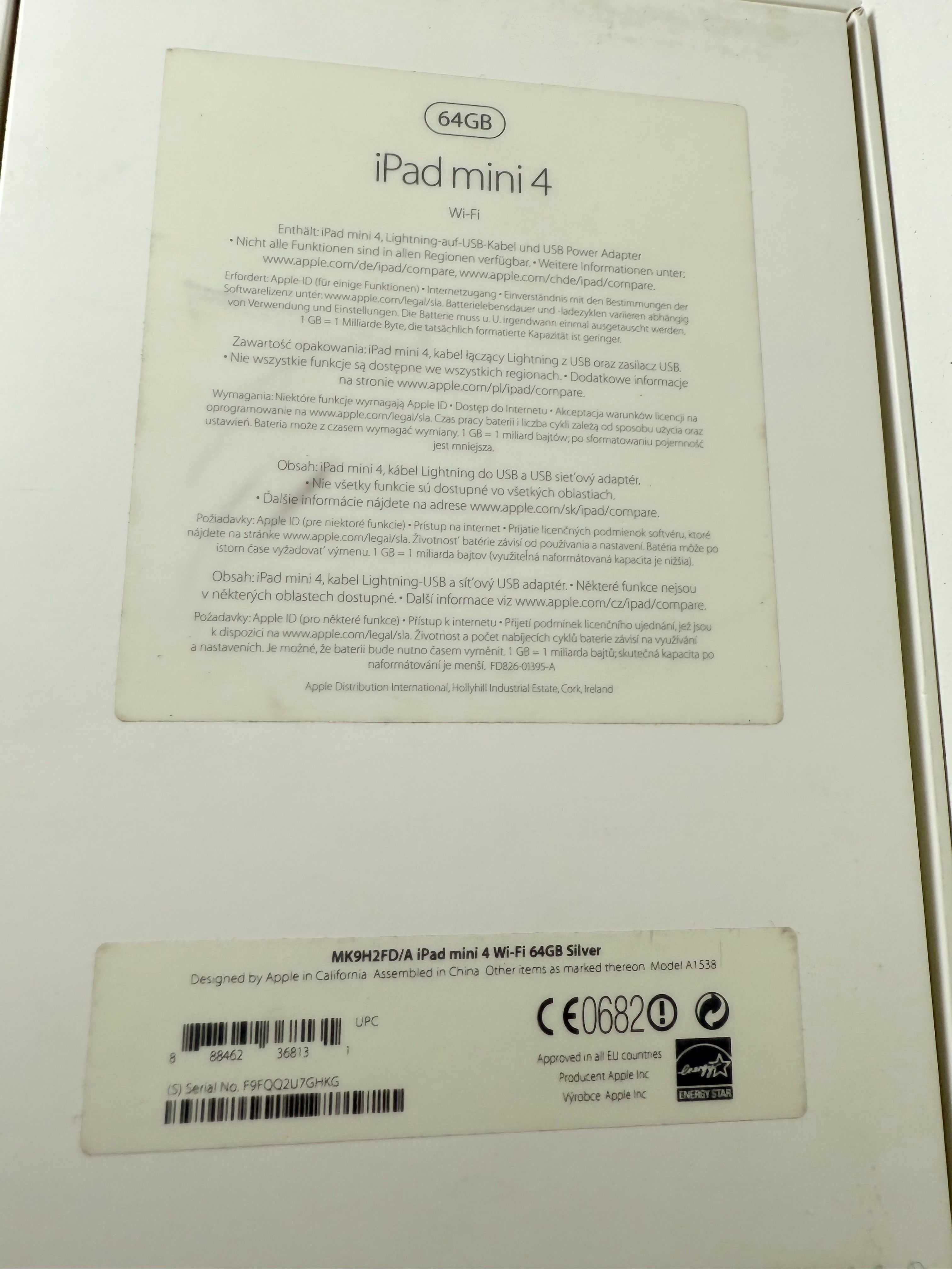 Apple iPad mini 4 (Wi-Fi) srebrny 64 GB A1548 ładny stan