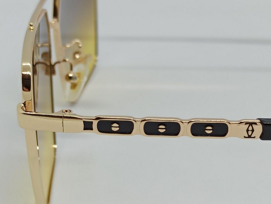 Cartier очки мужские стильные коричнево жёлтый градиент в золот метале
