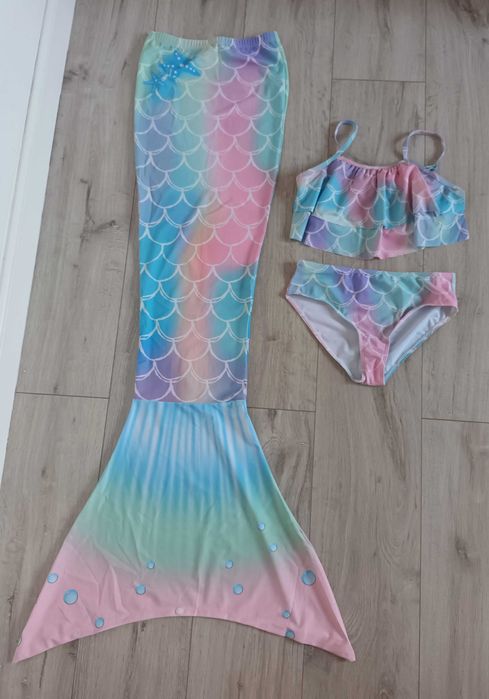 Nowy kostium strój kąpielowy Syrenka, r. 140 kąpielówki łuski