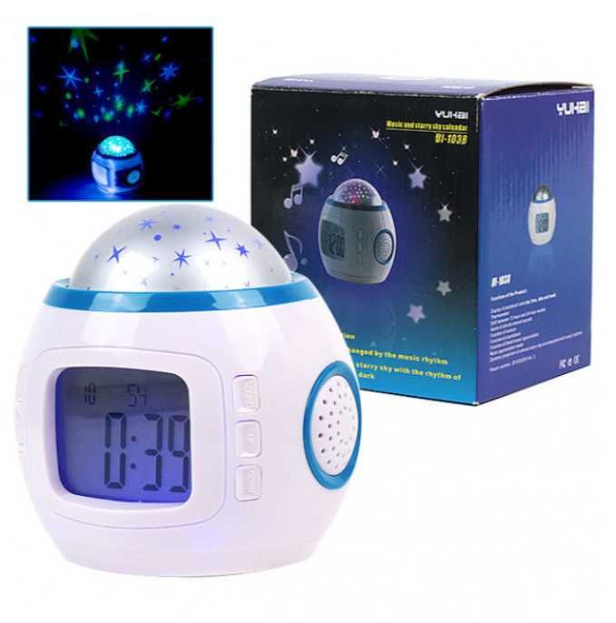 Ночник проектор часы с будильником и эффектом звездного неба UKC