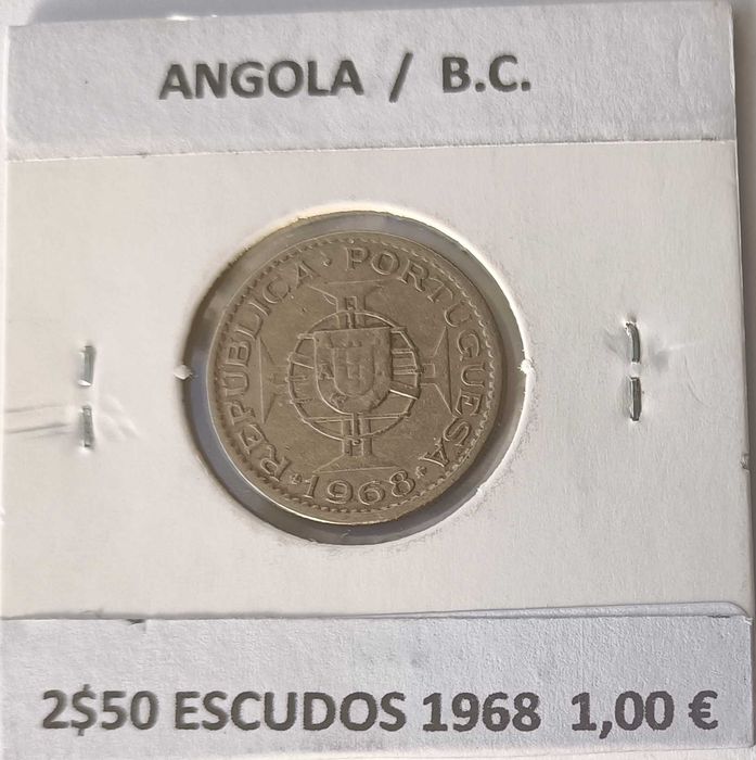5 Moedas Portuguesas  2$50 Escudos da Ex Colónia Ultramarina de Angola