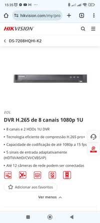 DVR H.265 de 8 canais 1080p 1U