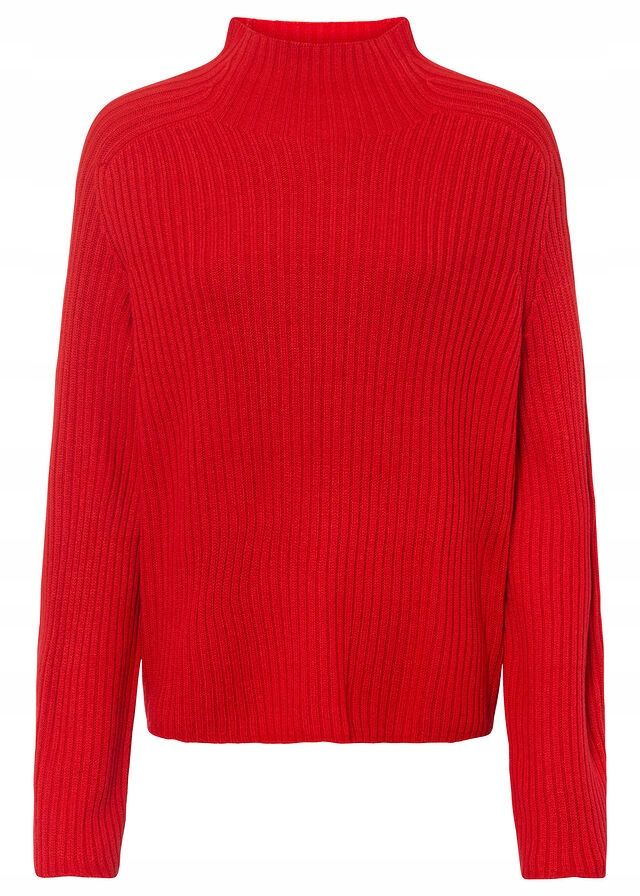 B.P.C czerwony sweter ze stójką i szerokimi rękawami r.44/46