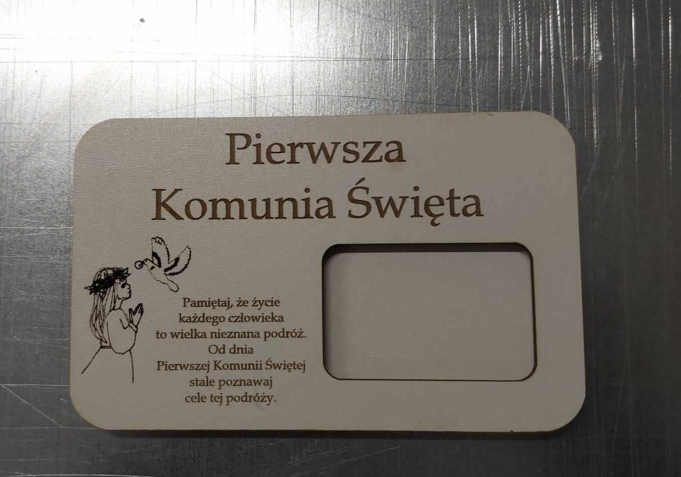 Pamiątka pudełko kasę imię Pierwsza Komunia Święta IHS kielich 10x16cm