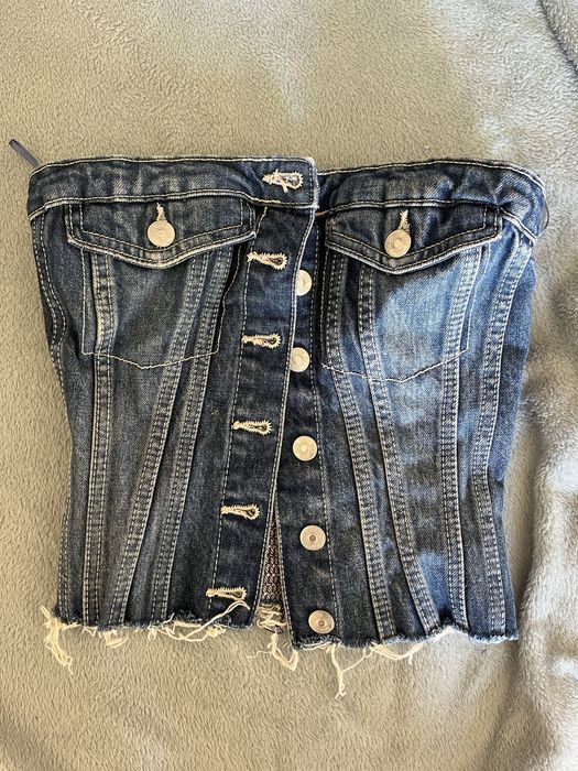 Top Zara jeans botões TAMANHO XS