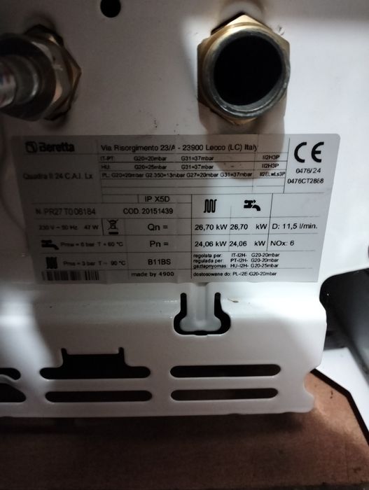 Kocioł piec gazowy Beretta Quadra 24
Kotły grzewcze Dwufunkcyjne Ga