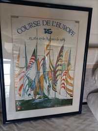 Vintage  Poster quadro Decorativo Regata Iates TAG Course de L'europe