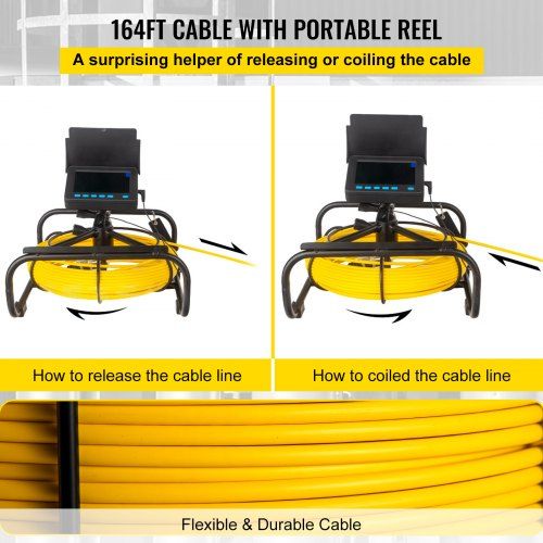 Câmera de inspeção de tubulação de esgoto  cabo 50m 17x98mm