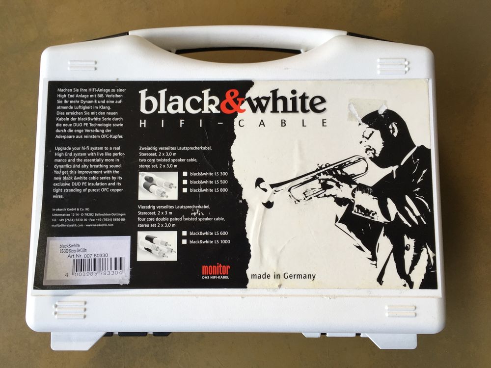 Kable głośnikowe hi-fi Black&White 2x3m