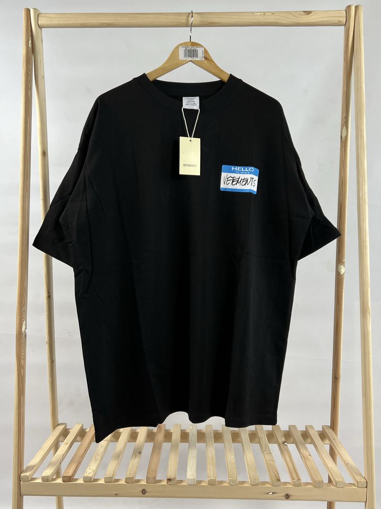 M-XXL | Футболка Vetements Black 'Hello My Name Is Vetements'