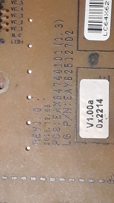 Fonte de alimentação para TV LG 42LM760