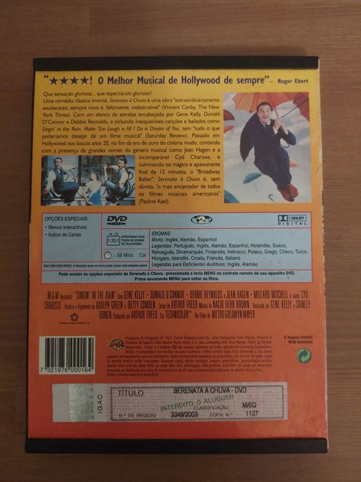 DVD " Serenata à Chuva / Singing in the Rain "1952 (Como Novo)