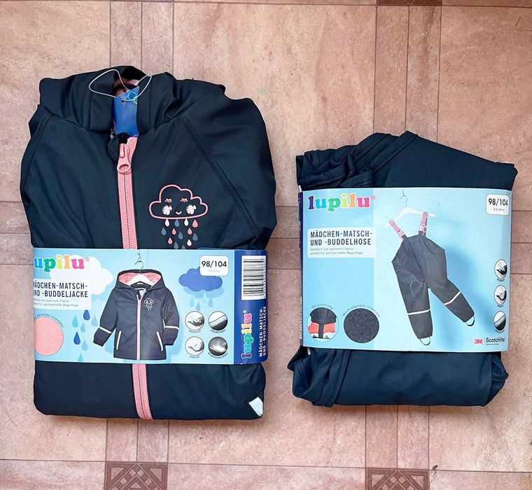 На флисе дождевик грязепруф на девочку Lupilu 86 92 98 104 110 116