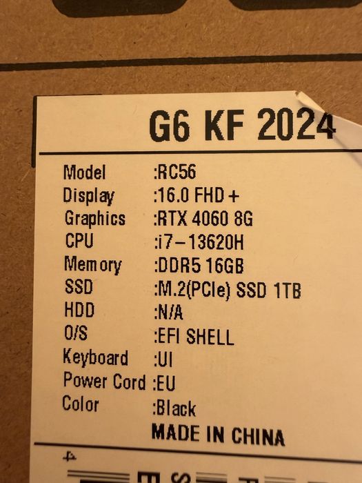 Laptop Gigabyte G6 KF nowy