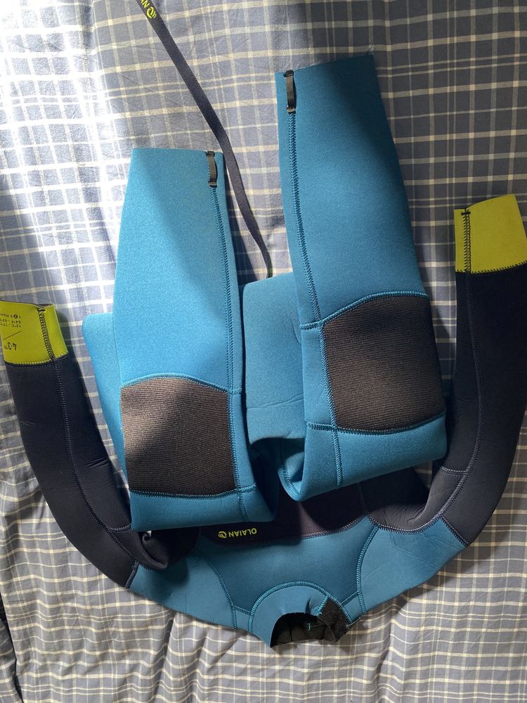 Fato de Surf 500 Neopreno 4/3 mm Criança Azul Amarelo 12 anos