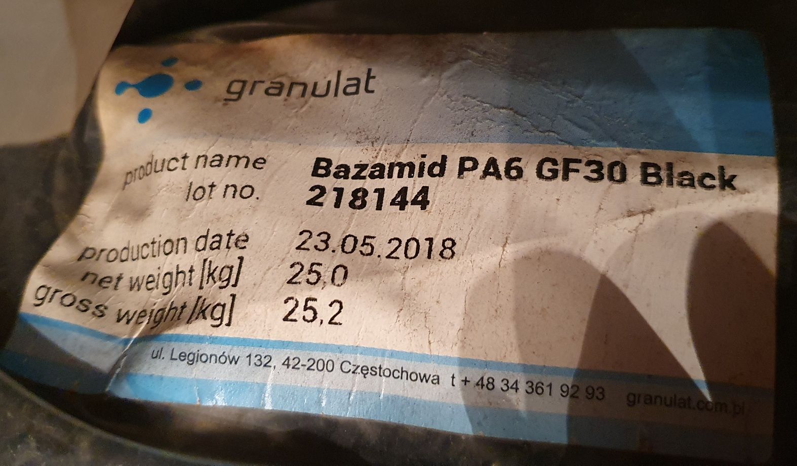 Bazamid PA6 GF30 Black 100kg poliamid z włóknem szklanym tworzywo