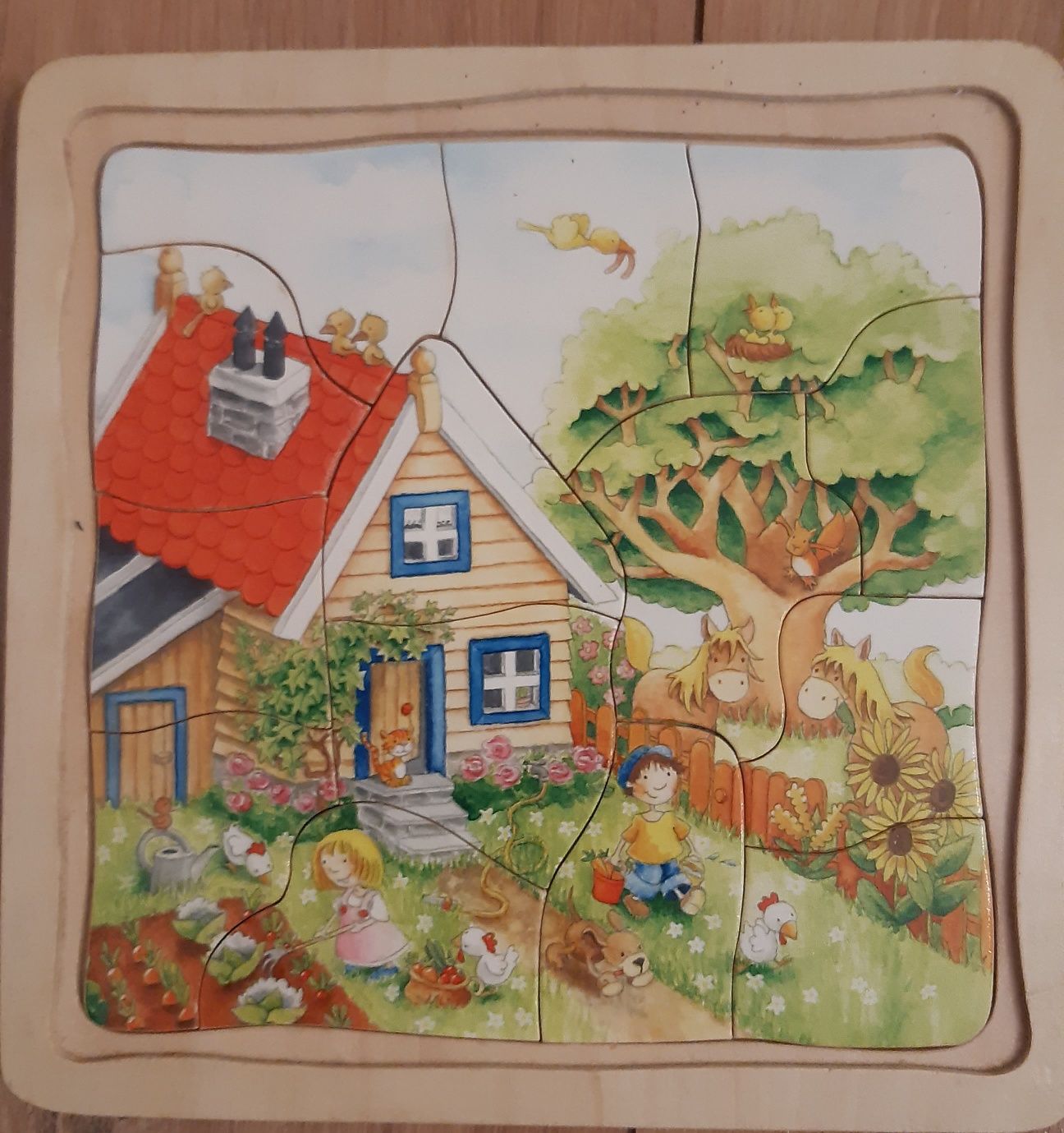 Drewniane puzzle warstowe 4 pory roku