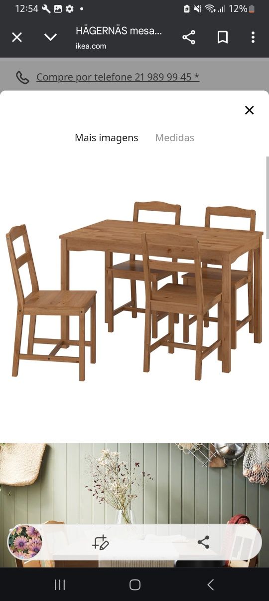 Mesa madeira ikea + cadeiras
