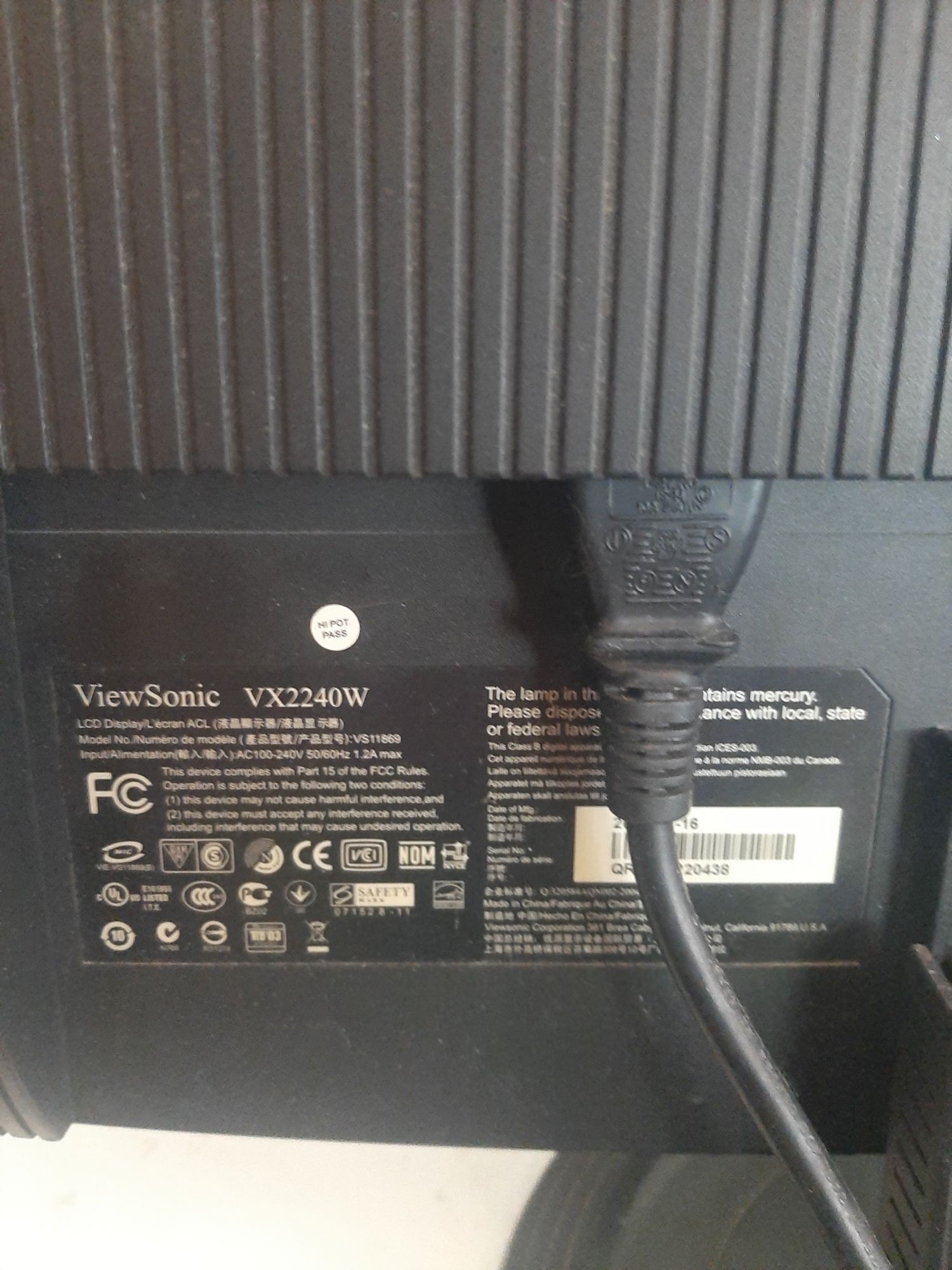 Монитор ViewSonic VX2240W 22 дюймовый