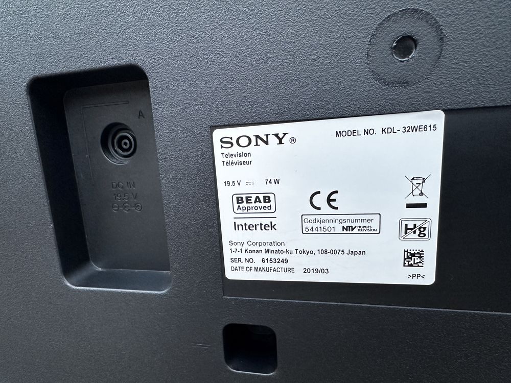 Telewizor SONY Bravia DVBT-2 Hevc Smart KDL-32we615