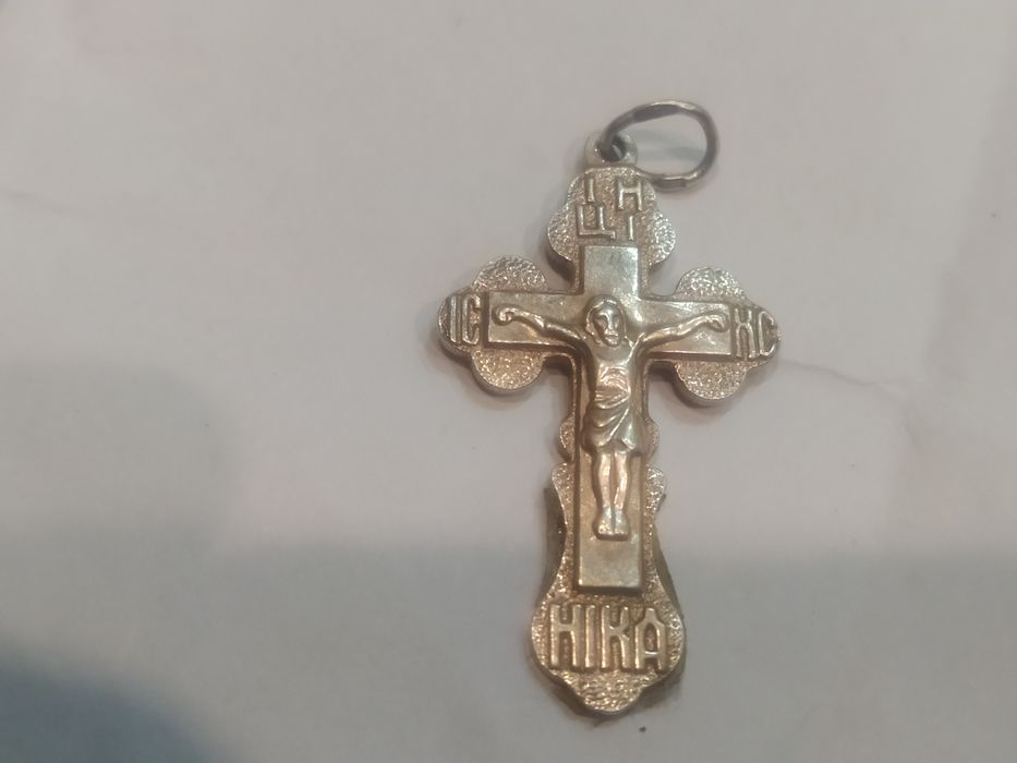 Хрестик срібний з позолотою