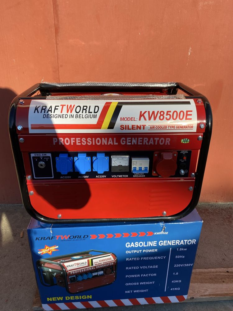 НОВИЙ Бензиновий генератор KraftWorld KW8500E 2.5кВт електричний пуск