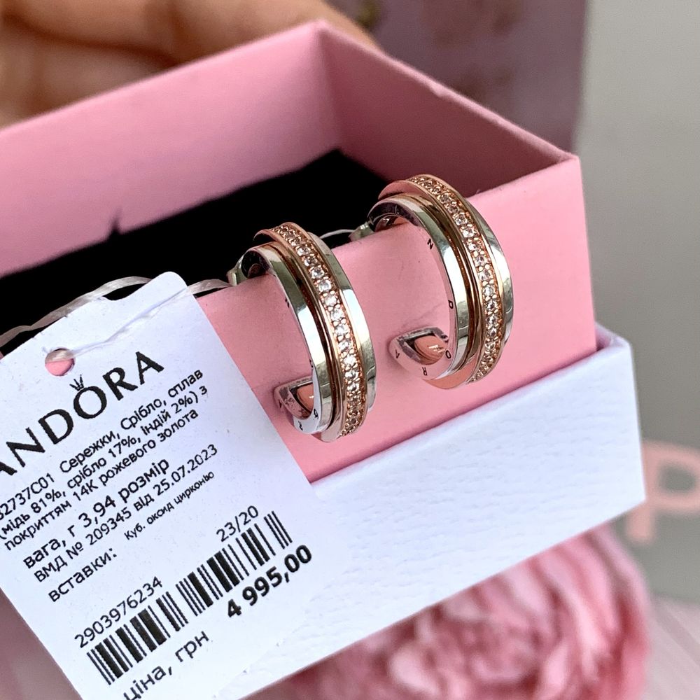 Сережки Pandora Пандора/ Серьги Pandora оригінал/ нові срібло гвоздики