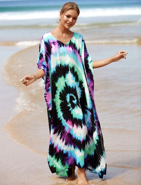 Letnia tunika plażowa narzutka pareo Oversize Wiskoza 100%