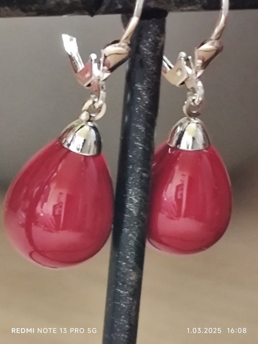 Złote kolczyki - białe złoto 585