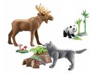 PLAYMOBIL Wiltopia Zestaw 3X Figurka Łóś Wilk Panda NOWE