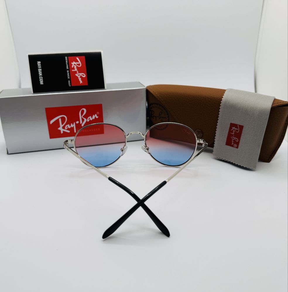 Солнцезащитные очки Ray Ban Round Metal 663 Silver|Rose-Blue Gradient