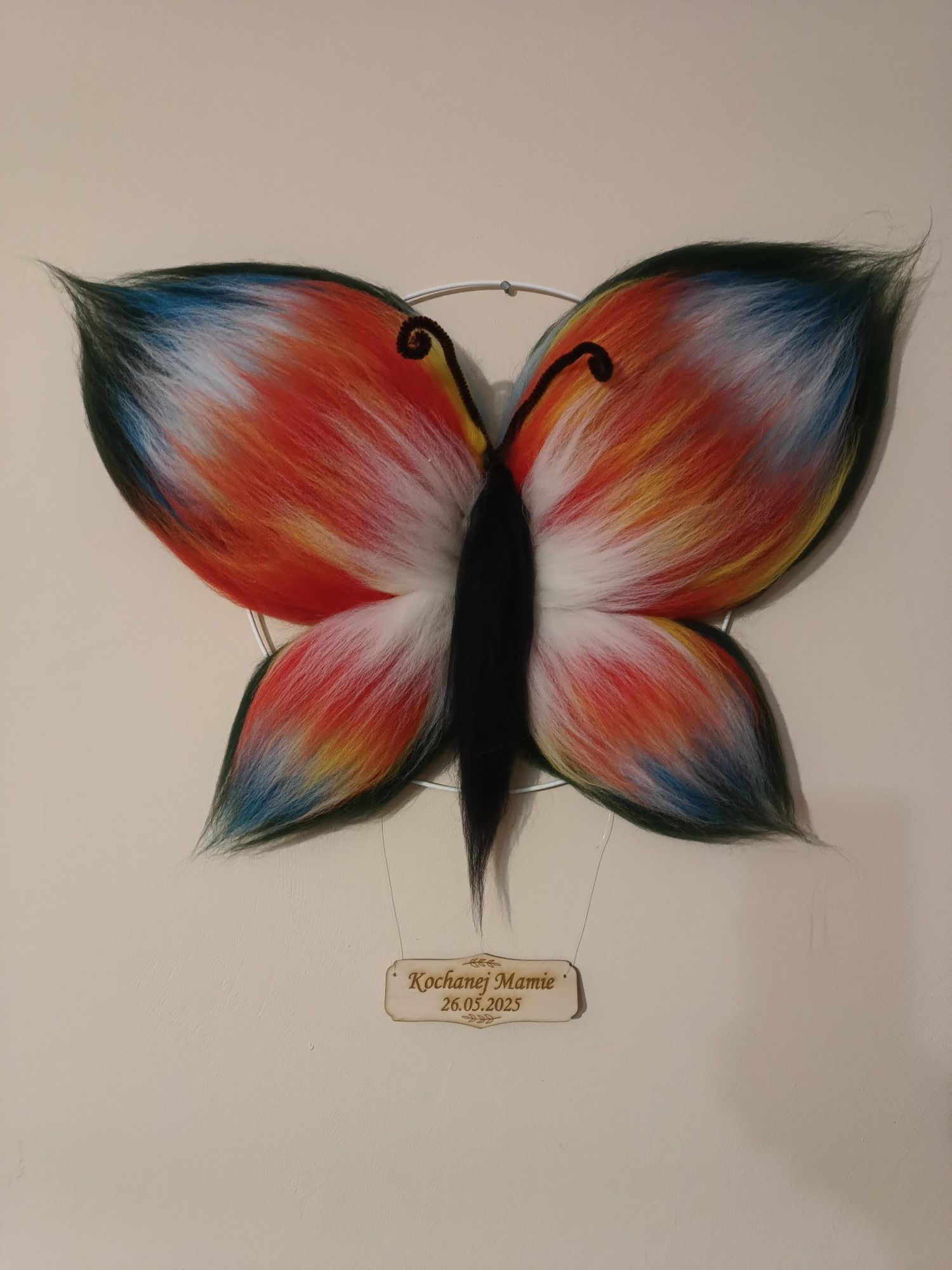 Motyl z wełny czesankowej