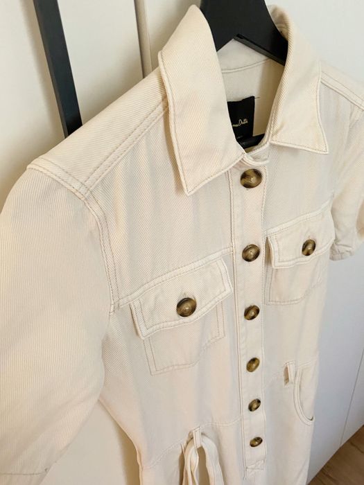 Джинсовий бавовняний молочний комбінезон Massimo Dutti розмір S