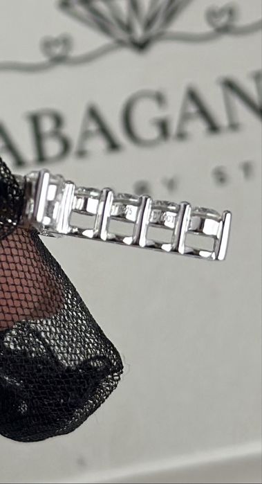 Новий Срібний хрестик під тіффані з муасанітами 3мм та ланцюжком